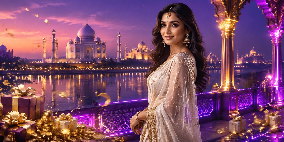 Andar Bahar card game scene near Taj Mahal