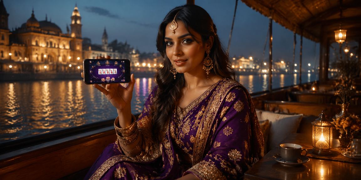 Historic cityscape with poker game in India